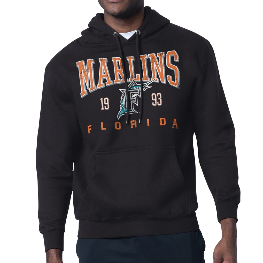  Miami Marlins Starter Distressed Fleece Pullover Hoodie - Black